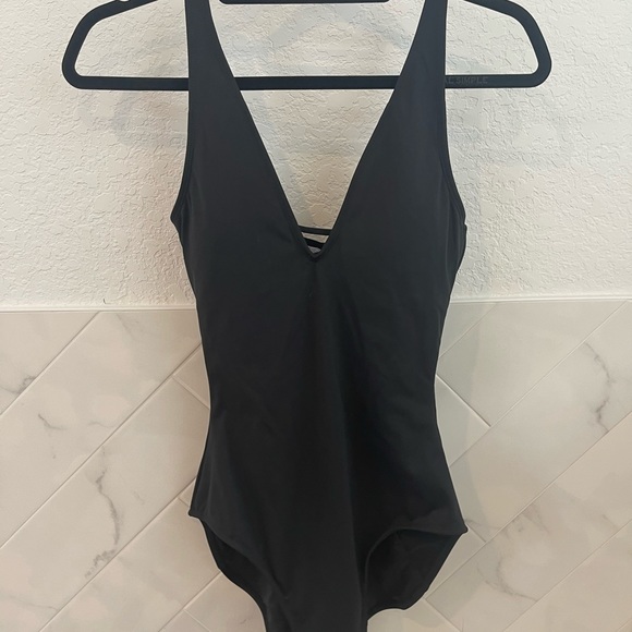 TA3 Swim Ta3 Black One Piece Swimsuit The Plungey Style Shapewear